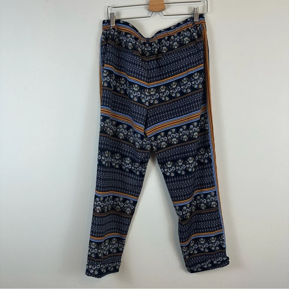 Anthropologie Elevenses | Navy Patterned Rolled Hem Trouser Pants 12T